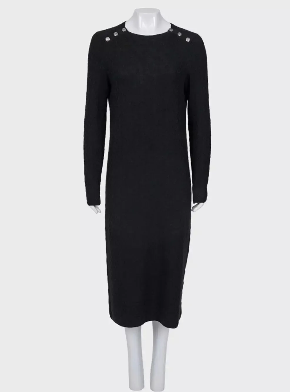 Chanel Black Cashmere & Silk Knit Midi Dress - Sz.42 (M)